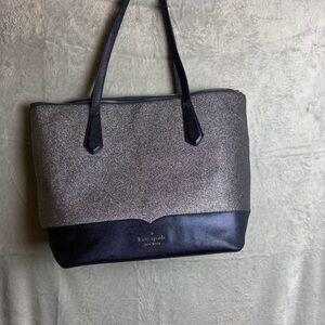 Kate Spade Tote Bag and Matching Wallet Set Navy Glitter Old Money